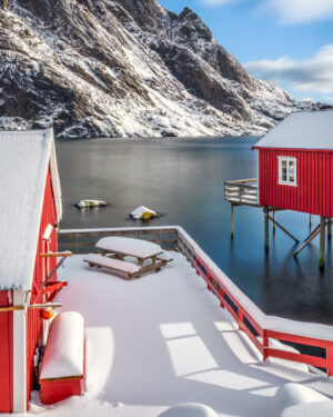 Nusfjord - Fisher Cabins in Snow