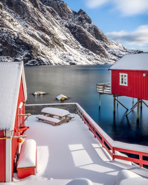 Nusfjord - Fisher Cabins in Snow